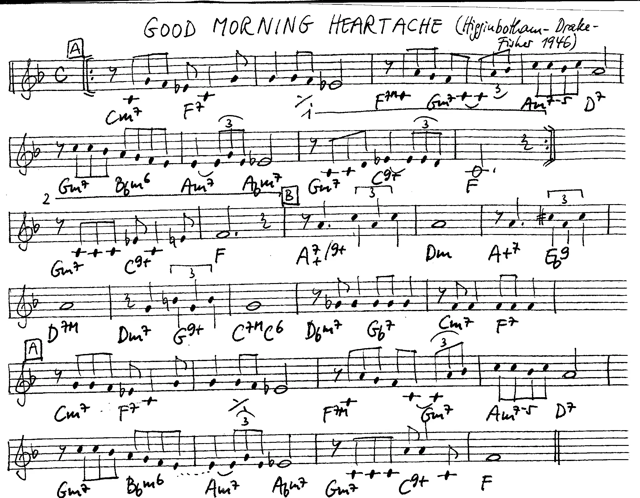 good morning heartache free jazz leadsheet - Courtesy of the Jungle Jazz Band
